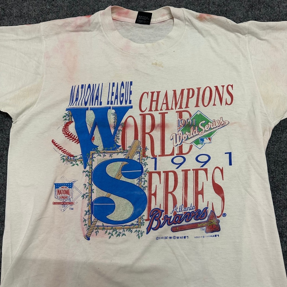 Screen Stars Best T-Shirt Mens XL White 1991 World Series Atlanta Braves
